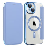 Husa de protectie Techsuit SmartMag Book compatibil cu iPhone 15 Plus, Albastru Deschis