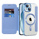 Husa de protectie Techsuit SmartMag Book compatibil cu iPhone 15 Plus, Albastru Deschis