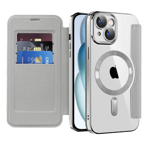 Husa de protectie Techsuit SmartMag Book compatibil cu iPhone 15 Plus, Gri