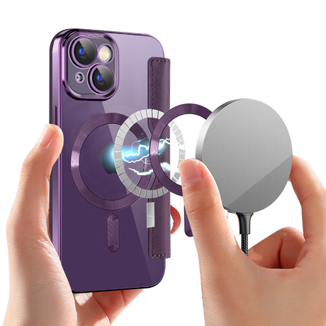 Husa de protectie Techsuit SmartMag Book compatibil cu iPhone 15 Plus, Mov