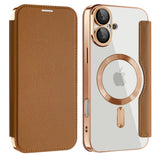 Husa de protectie Techsuit SmartMag Book compatibil cu iPhone 16, Maro