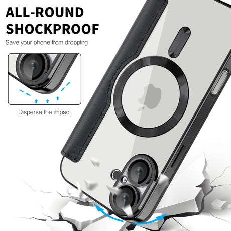 Husa de protectie Techsuit SmartMag Book compatibil cu iPhone 16 Plus, Negru