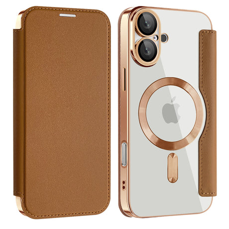 Husa de protectie Techsuit SmartMag Book compatibil cu iPhone 16 Plus, Maro