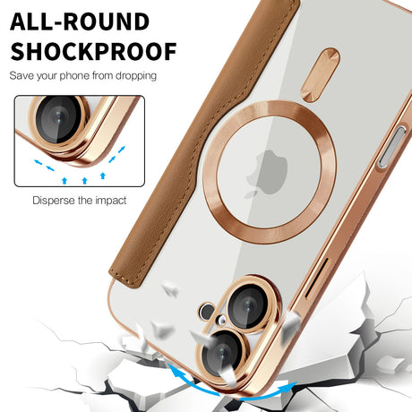 Husa de protectie Techsuit SmartMag Book compatibil cu iPhone 16 Plus, Maro