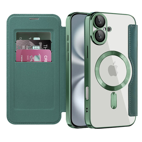 Husa de protectie Techsuit SmartMag Book compatibil cu iPhone 16 Plus, Verde