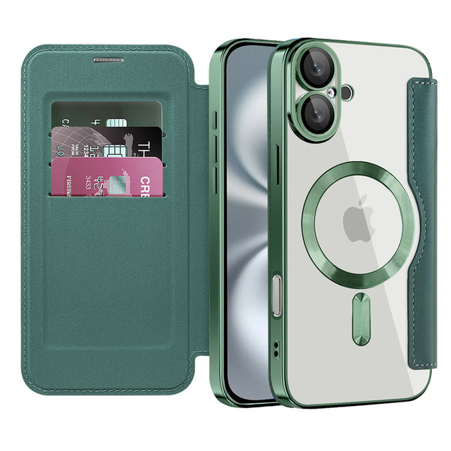 Husa de protectie Techsuit SmartMag Book compatibil cu iPhone 16 Plus, Verde