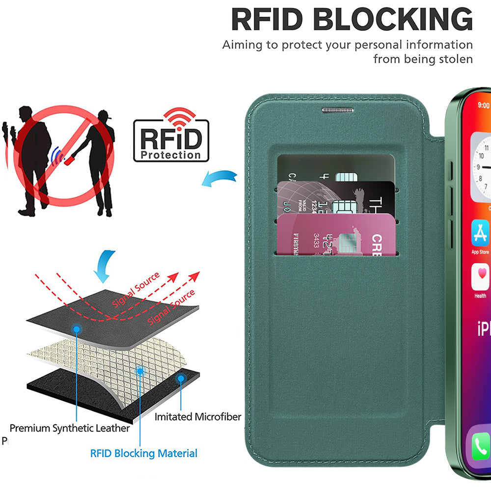 Husa de protectie Techsuit SmartMag Book compatibil cu iPhone 16 Plus, Verde