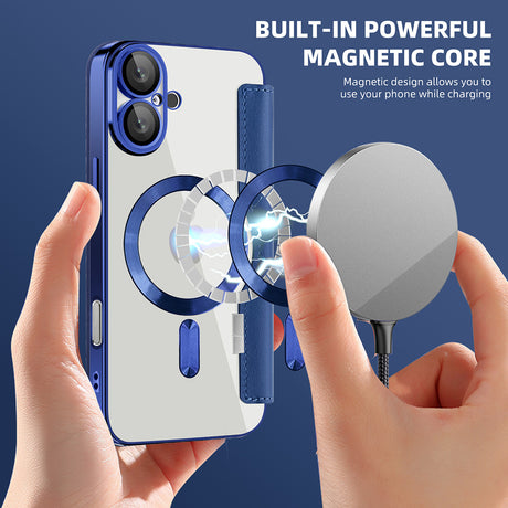 Husa de protectie Techsuit SmartMag Book compatibil cu iPhone 16 Plus, Albastru
