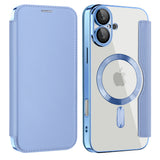 Husa de protectie Techsuit SmartMag Book compatibil cu iPhone 16 Plus, Albastru Deschis