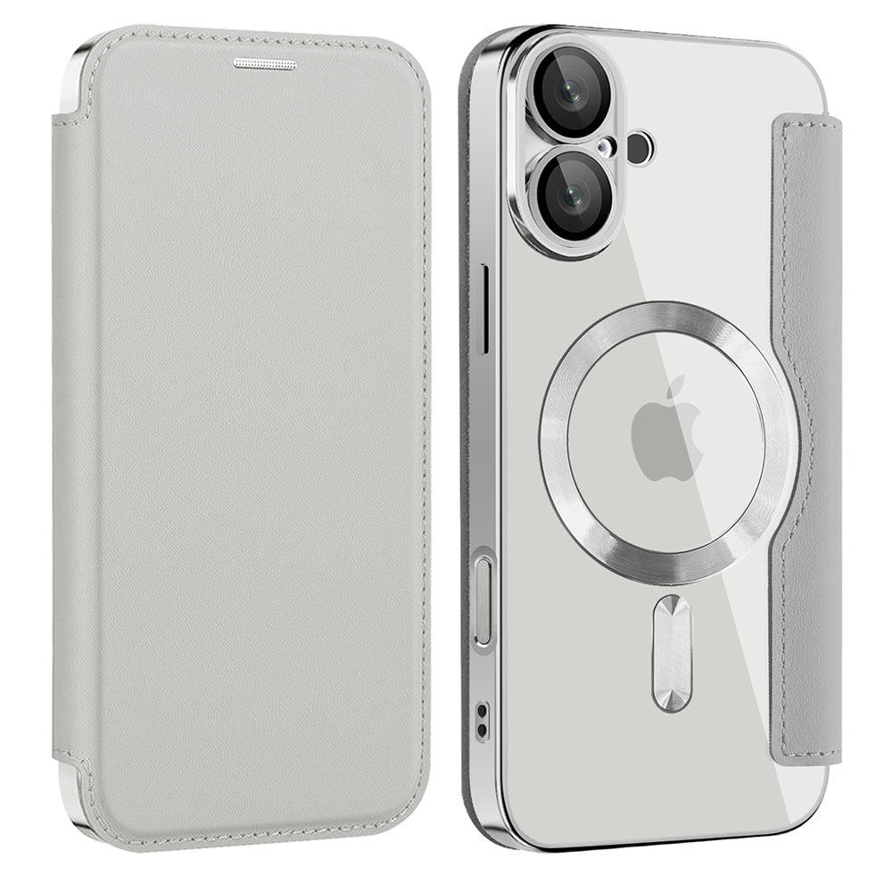 Husa de protectie Techsuit SmartMag Book compatibil cu iPhone 16 Plus, Gri