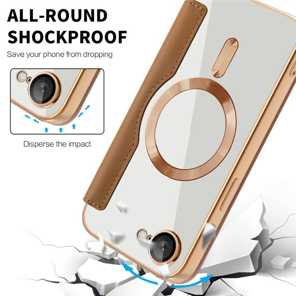 Husa de protectie Techsuit SmartMag Book compatibil cu iPhone 16e / iPhone 17e, Maro