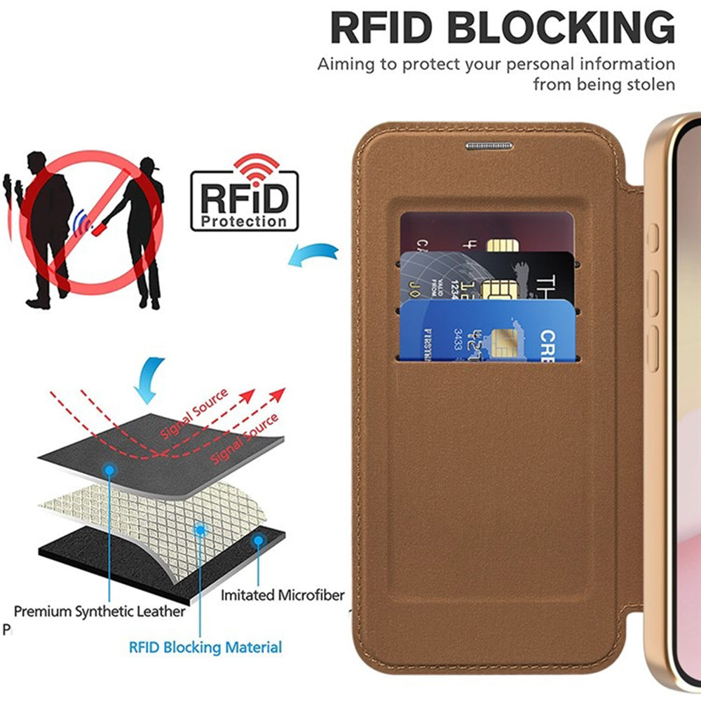 Husa de protectie Techsuit SmartMag Book compatibil cu iPhone 16e / iPhone 17e, Maro