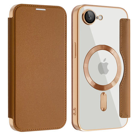 Husa de protectie Techsuit SmartMag Book compatibil cu iPhone 16e / iPhone 17e, Maro