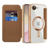 Husa de protectie Techsuit SmartMag Book compatibil cu iPhone 16e / iPhone 17e, Maro