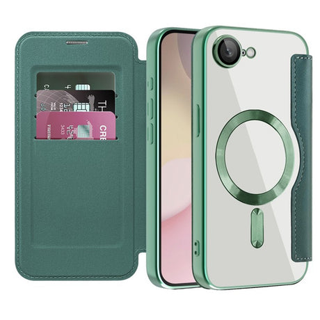 Husa de protectie Techsuit SmartMag Book compatibil cu iPhone 16e / iPhone 17e, Verde