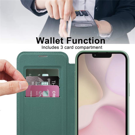 Husa de protectie Techsuit SmartMag Book compatibil cu iPhone 16e / iPhone 17e, Verde