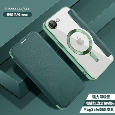 Husa de protectie Techsuit SmartMag Book compatibil cu iPhone 16e / iPhone 17e, Verde