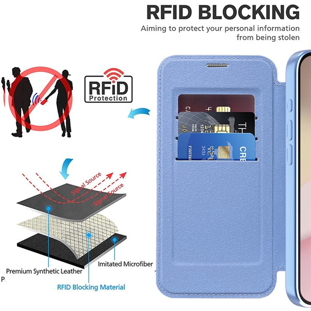 Husa de protectie Techsuit SmartMag Book compatibil cu iPhone 16e / iPhone 17e, Albastru Deschis