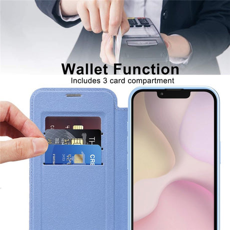 Husa de protectie Techsuit SmartMag Book compatibil cu iPhone 16e / iPhone 17e, Albastru Deschis