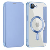 Husa de protectie Techsuit SmartMag Book compatibil cu iPhone 16e / iPhone 17e, Albastru Deschis
