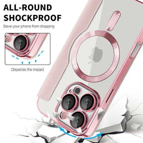 Husa de protectie Techsuit SmartMag Book compatibil cu iPhone 16 Pro, Roz