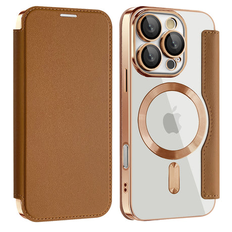 Husa de protectie Techsuit SmartMag Book compatibil cu iPhone 16 Pro, Maro