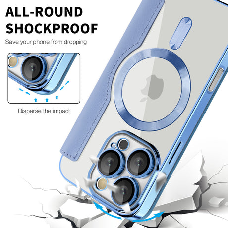Husa de protectie Techsuit SmartMag Book compatibil cu iPhone 16 Pro, Albastru Deschis