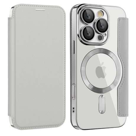 Husa de protectie Techsuit SmartMag Book compatibil cu iPhone 16 Pro, Gri