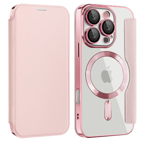 Husa de protectie Techsuit SmartMag Book compatibil cu iPhone 16 Pro Max, Roz