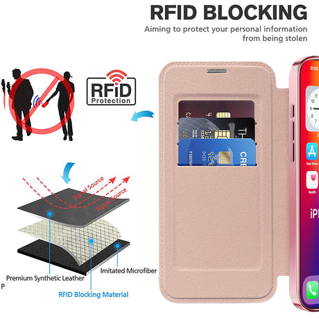 Husa de protectie Techsuit SmartMag Book compatibil cu iPhone 16 Pro Max, Roz
