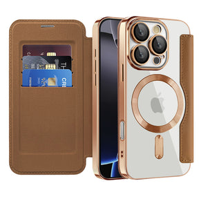 Husa de protectie Techsuit SmartMag Book compatibil cu iPhone 16 Pro Max, Maro