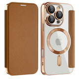 Husa de protectie Techsuit SmartMag Book compatibil cu iPhone 16 Pro Max, Maro