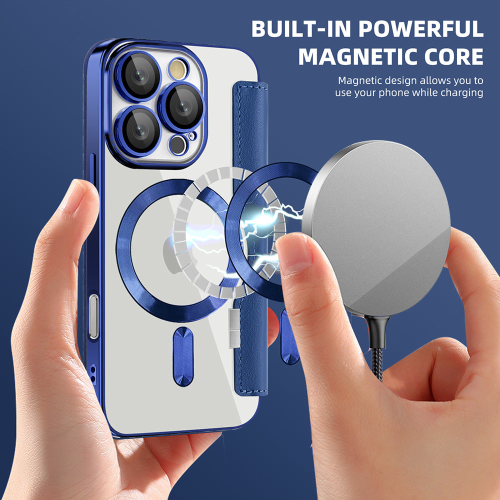 Husa de protectie Techsuit SmartMag Book compatibil cu iPhone 16 Pro Max, Albastru