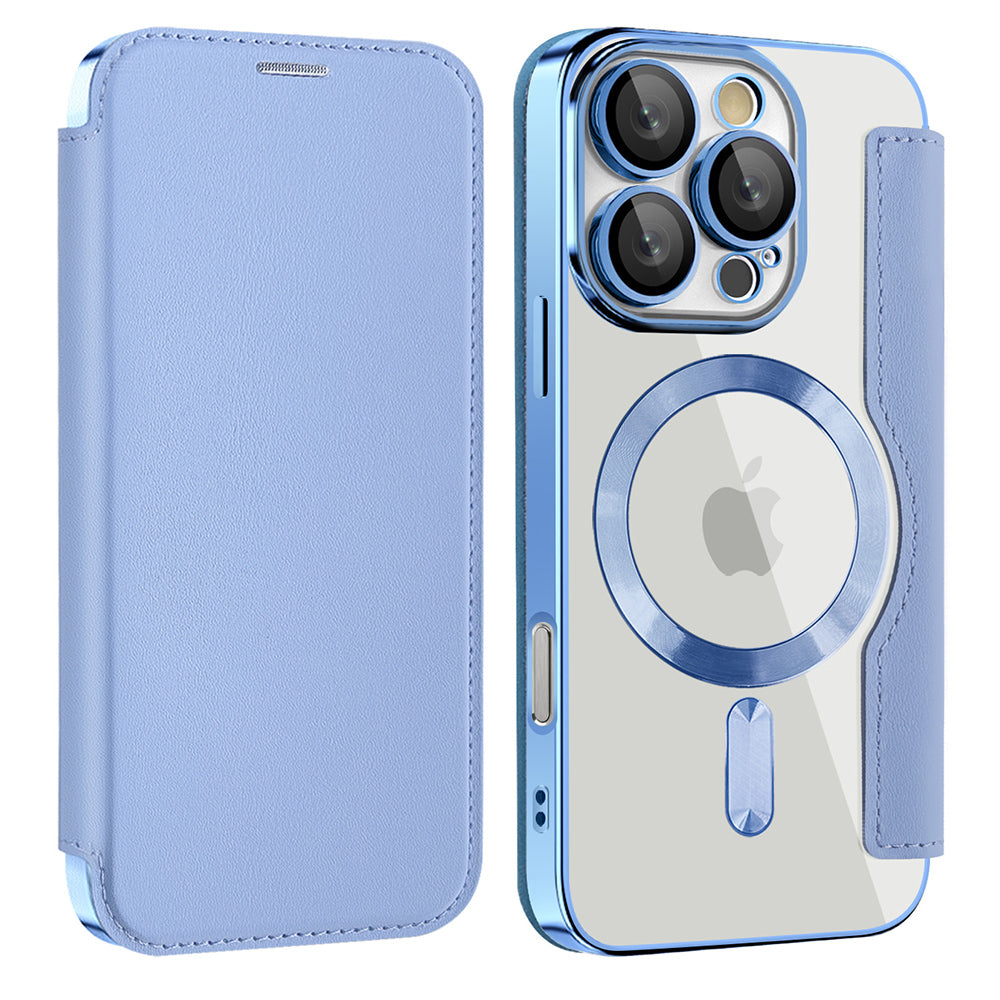 Husa de protectie Techsuit SmartMag Book compatibil cu iPhone 16 Pro Max, Albastru Deschis