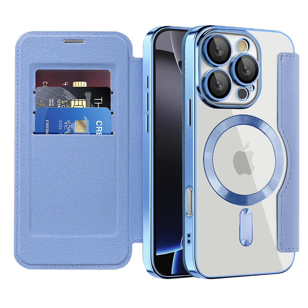 Husa de protectie Techsuit SmartMag Book compatibil cu iPhone 16 Pro Max, Albastru Deschis