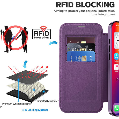 Husa de protectie Techsuit SmartMag Book compatibil cu iPhone 16 Pro Max, Mov