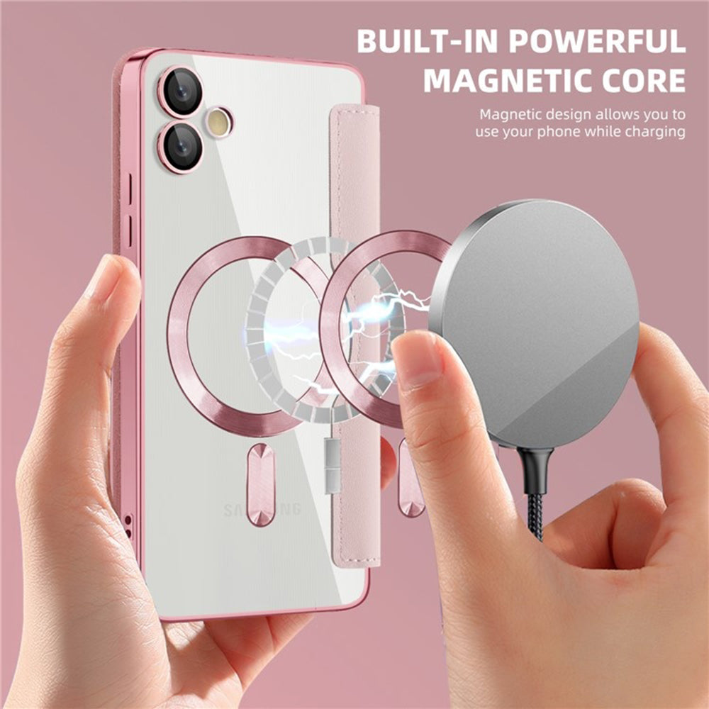 Husa de protectie Techsuit SmartMag Book compatibil cu Samsung Galaxy A05, Roz