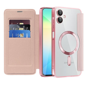 Husa de protectie Techsuit SmartMag Book compatibil cu Samsung Galaxy A06, Roz