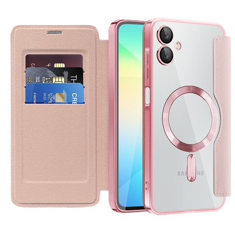 Husa de protectie Techsuit SmartMag Book compatibil cu Samsung Galaxy A06, Roz