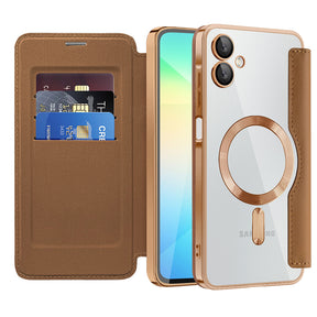 Husa de protectie Techsuit SmartMag Book compatibil cu Samsung Galaxy A06, Maro