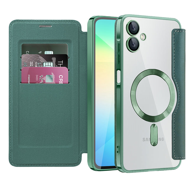 Husa de protectie Techsuit SmartMag Book compatibil cu Samsung Galaxy A06, Verde