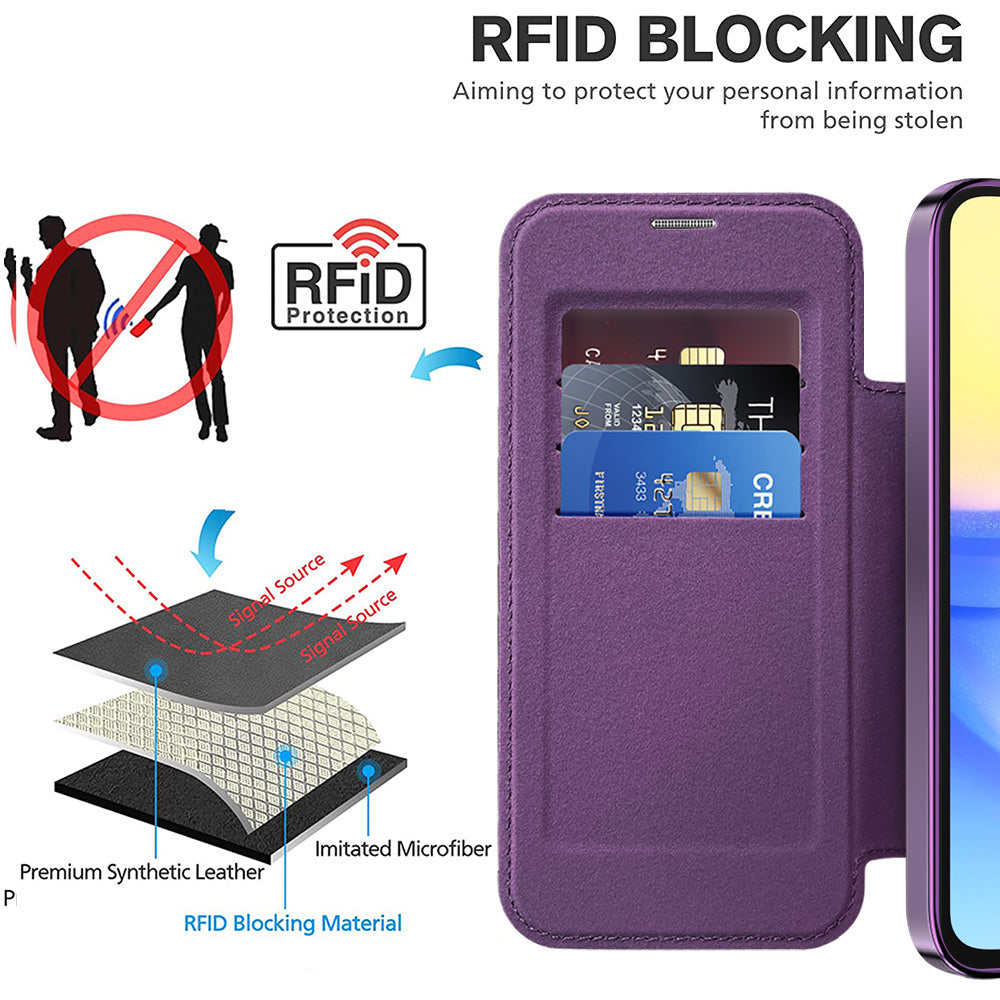 Husa de protectie Techsuit SmartMag Book compatibil cu Samsung Galaxy A15 4G / A15 5G, Mov