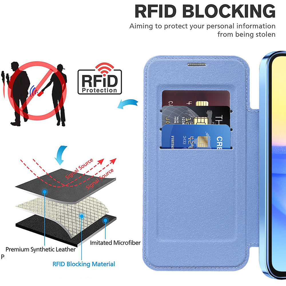 Husa de protectie Techsuit SmartMag Book compatibil cu Samsung Galaxy A15 4G / A15 5G, Albastru Deschis