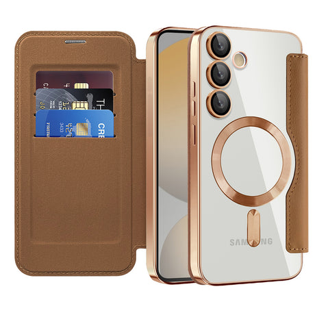 Husa de protectie Techsuit SmartMag Book compatibil cu Samsung Galaxy S24 FE, Maro