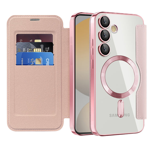 Husa de protectie Techsuit SmartMag Book compatibil cu Samsung Galaxy S24 FE, Roz