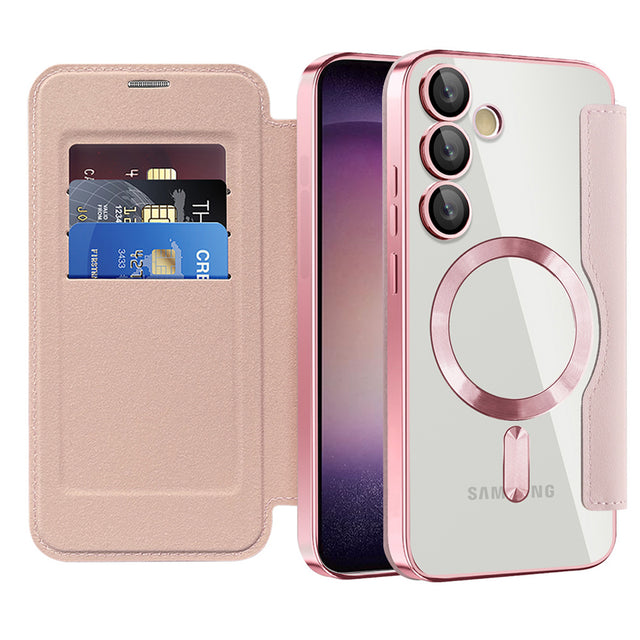 Husa de protectie Techsuit SmartMag Book compatibil cu Samsung Galaxy S23 Plus, Roz