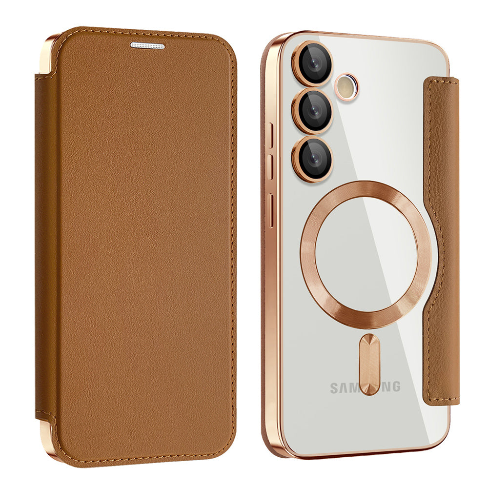 Husa de protectie Techsuit SmartMag Book compatibil cu Samsung Galaxy S23 Plus, Maro