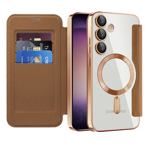Husa de protectie Techsuit SmartMag Book compatibil cu Samsung Galaxy S23 Plus, Maro