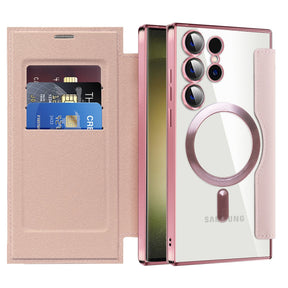 Husa de protectie Techsuit SmartMag Book compatibil cu Samsung Galaxy S23 Ultra, Roz