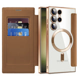 Husa de protectie Techsuit SmartMag Book compatibil cu Samsung Galaxy S23 Ultra, Maro